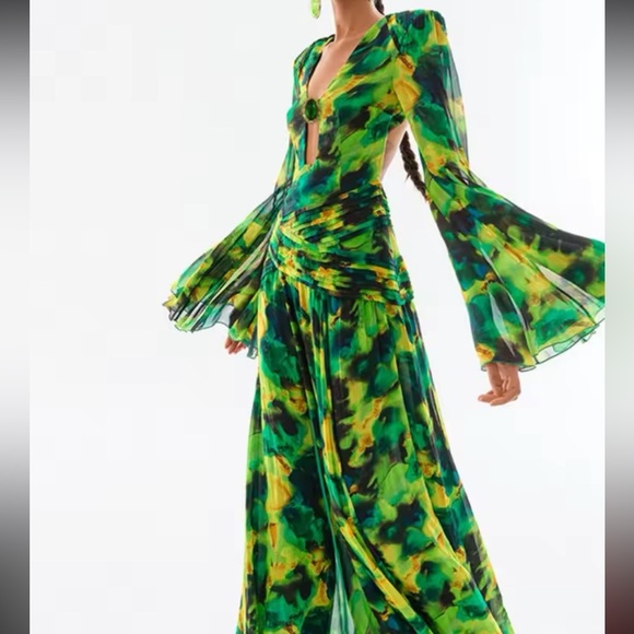 Incredible open back multi color chiffon maxi dress - Picture 2 of 11